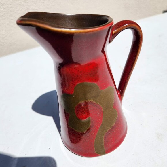 NEW Vintage Ceramic Pottery Beekman Home Abstract 5.5" Milk Pitcher Red Brown Co - Picture 12 of 12